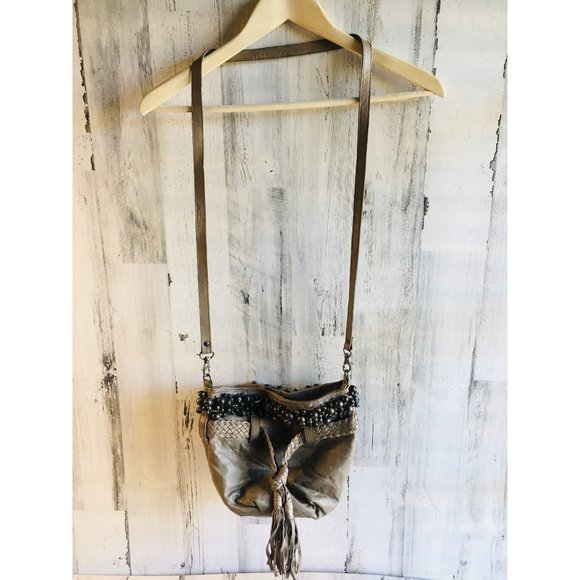 Anthropologie Jasper & Jeera Beaded Crossbody Purse Tassels Braided Boho Festiv - Picture 1 of 13